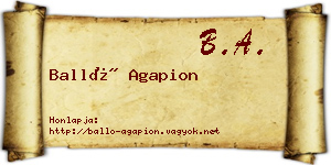 Balló Agapion névjegykártya